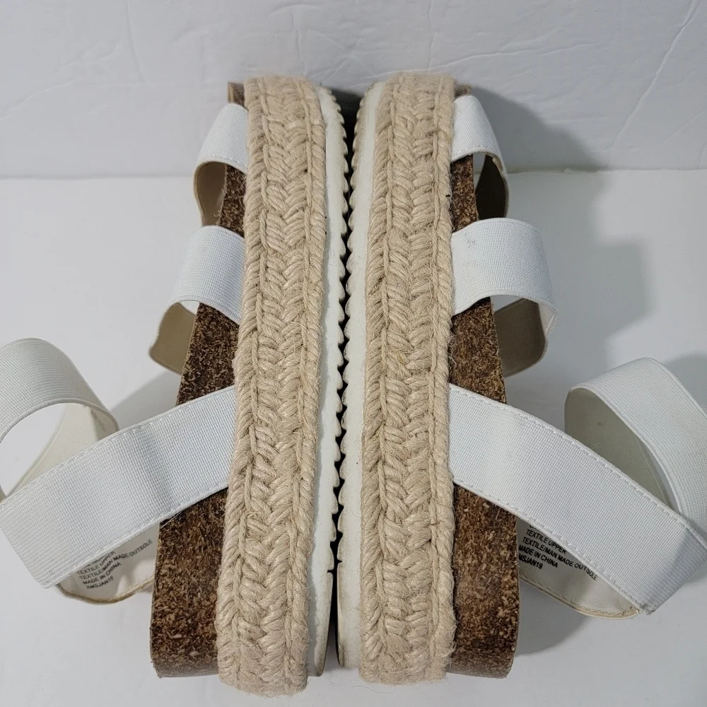 ESPRIT GIGI White Jute Espadrille Wrapped Ankle Strap Slip-On Sandals Sz 8M